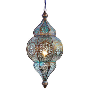 Moorish Brass Blue Lantern