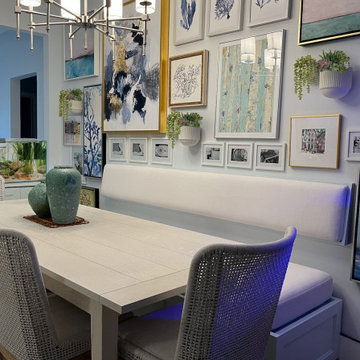 Miami Beach Banquette Dining Area with Gallery Wall