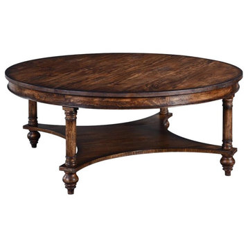 Coffee Table Glenbrook Round Old World Distressed Solid Wood Rustic