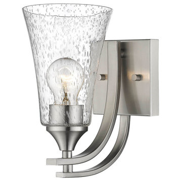 Natalie Collection 1 Light 5 in. Satin Nickel  Bathroom Sconce