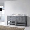 Winterfell 72" Double Bath Vanity in Gray with Marble Top and Round Sinks