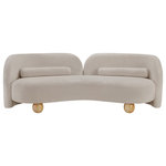 Meridian Furniture - Daphne Upholstered Chair/Loveseat/Sofa, Beige, Chenille Fabric, Sofa - A cloud-like oasis of comfort, the Daphne beige chenille sofa is a modern sensation. Its plush upholstery invites you to sink in and relax, while the curved design offers both support and opulence. The sofa's unique silhouette is complemented by a choice of black or natural wooden legs, allowing you to customize it to your personal taste. Whether you're looking for a stylish accent piece or a comfortable spot to unwind, the Daphne sofa is the perfect choice.