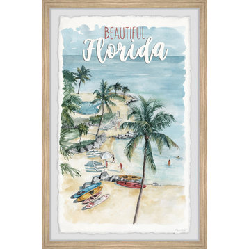 "Hit the Waves in Florida" Framed Painting Print, 8x12
