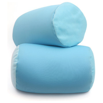 Microbead Neck Roll Bolster Pillows, 13"x6", Light Blue
