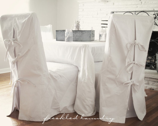 Custom Shabby Chic Parsons Dining Chair Covers in White Canvas Cotton Custom Shabby Chic Parsons Dining Chair Covers in White Canvas Cotton