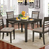 Dining Table Set, Weathered Gray and Beige, 5 Piece