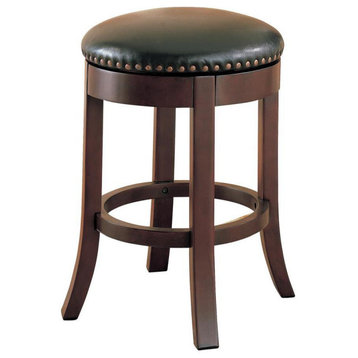 Swivel Counter Height Stools with Upholstered Seat Brown (Set of 2)