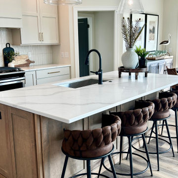 Accessible Beige Painted Kitchen with Birch Almond Accents