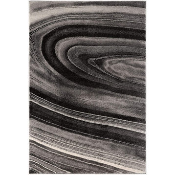 5' x 8' Dark Gray Abstract Illusional Area Rug