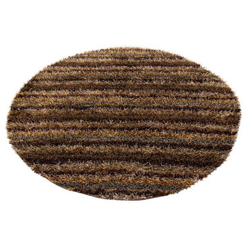 Kubu Striped Area Rug, Brown, 7'9" Round