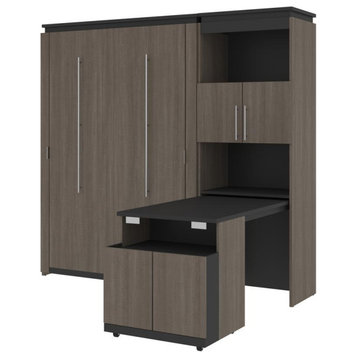Bestar Orion Full Murphy Bed And Shelving Unit With Fold-Out Desk (89W) In...