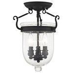 Livex Lighting - Jefferson Ceiling Mount, Black - Carrying the vision of rich opulence, the Jefferson has evolved through times remaining a focal point of richness and affluence. From visions of old time class to modern day elegance, the bell jar remains a favorite in several settings of the home. Using hand blown clear seeded glass...the possibilities are endless to find a piece that matches your desired personality and vision.