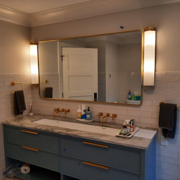 Luxury onsuite guest bathroom with NuHeat heated floor.