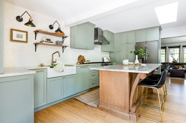 Kitchen of the Week: Soft Green Cabinets and a Wood Island