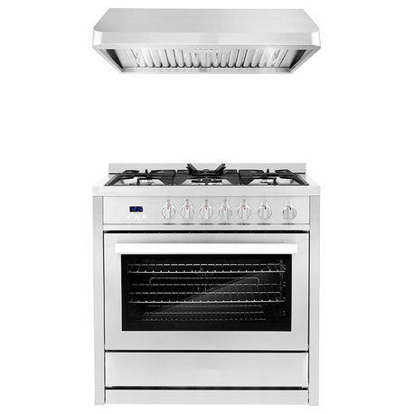 2-Piece Kitchen, 36" Gas Range and 36" Under Cabinet Range Hood