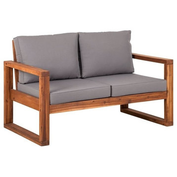 Pemberly Row Love Seat with Cushions in Brown