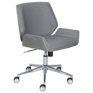 Retro Modern Office Chair, Adjustable Bentwood Seat With Padded Cushions, Gray