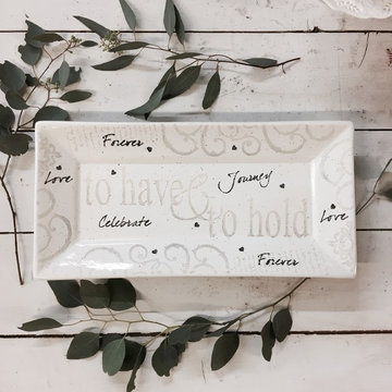 Hand Painted Have and Hold Wedding Serving Platter