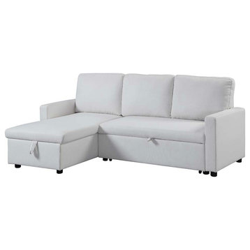 Acme Hiltons Sleeper Sectional Sofa With Storage White Fabric