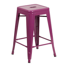 24" High Backless Purple Indoor-Outdoor Counter H Stool