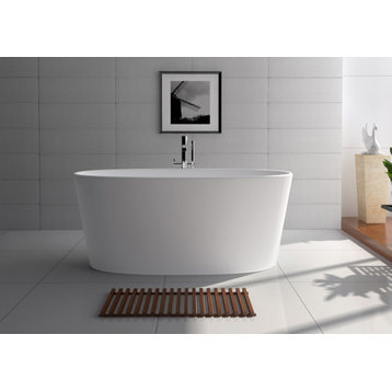 62.2" White Matt Solid Surface Tub - No Faucet