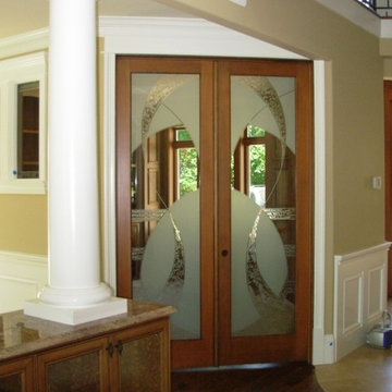 Custom Etched/ Sandblasted/ Carved Glass Doors