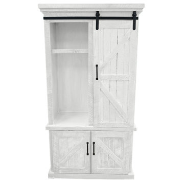 Barn Style Kitchen Pantry with Sliding Door, Bright White
