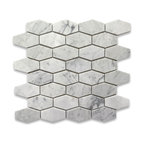 Long Hexagon Carrara Marble Hive Picket Venato Elongated Tile Honed, 1 sheet
