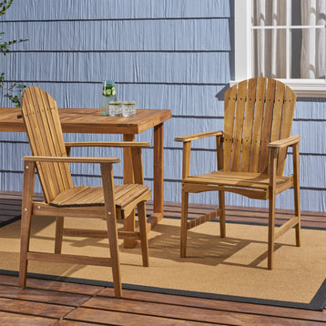 Easter Outdoor Acacia Wood Adirondack Dining Chairs, Set of 2, Natural