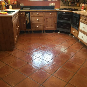 Terracotta Tiled Kitchen Floor Renovated at a Maidford Cottage