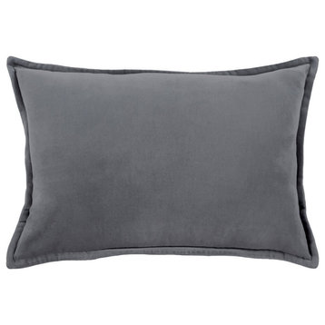 Cotton Velvet by Surya Lumbar Pillow, Charcoal, 13' x 19'
