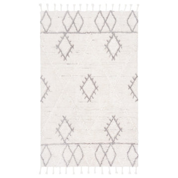 Safavieh Casablanca Csb453A Moroccan Rug, Ivory and Gray, 3'0"x5'0"