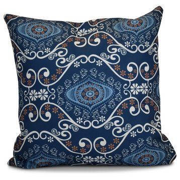 Illuminate Geometric Print Outdoor Pillow, Navy Blue, 18"x18"