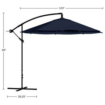 Patio Umbrella 10 ft Offset Cantilever Umbrella Backyard Shade With Crank, Navy
