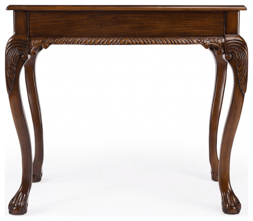 35" Brown Rubberwood Solid Manufactured Wood Writing Desk - Victorian ...