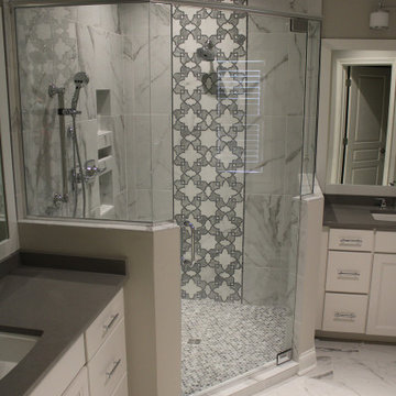 White Marble Porcelain Master Bath