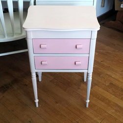 Painted Pink End Table Sewing Cabinet - Nightstands And Bedside Tables