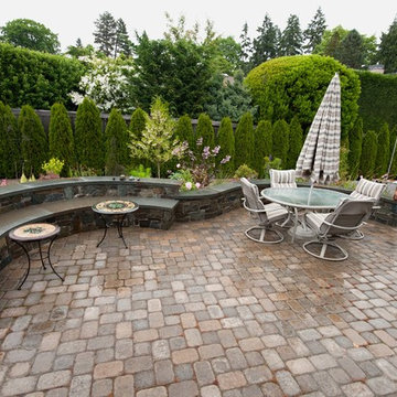 Small Garden Space with Patio and Raised Vegetable Beds