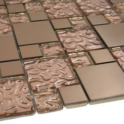 Copper Raindrop and Copper Metallic Square Glass Mosaic Tiles - Home Accessories & Decor