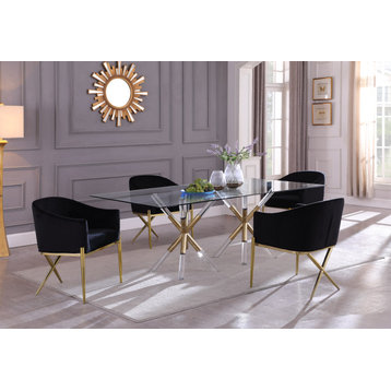 The Helios Dining Table, 48", Modern, Rectangular Glass Top