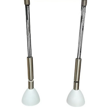 Centre 2-Light LED Pendant in Satin Nickel With Frosted Glass