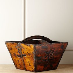 Antique Wooden Basket - Baskets