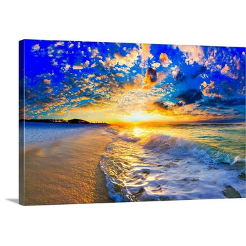 Beautiful Ocean Sunset Landscape Photography Wrapped Canvas Art Print, 18"x
