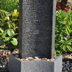 Solid Modern Stone Fountains crafted from Granite - Cumberland Falls - Outdoor Fountains And Ponds