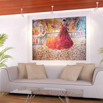 Female Figure Colorful Mosaic Autumn Leaves I Mozaico