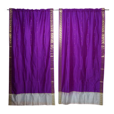 2 Purple Sheer Sari Panels Rod Pocket Drapes Door Panel 84x44
