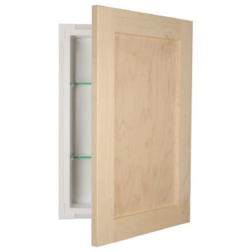 Fruitville Shaker Style Frameless Recessed Wood Bathroom Medicine Cabinet, 14x18, Unfinished Wood