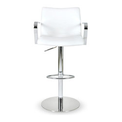 Marlon High Back Hydraulic Stool | White - Bar Stools And Counter Stools