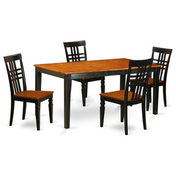 East West Furniture Nicoli 5-piece Wood Chair and Dining Tables in Black/Cherry