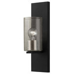 Livex Lighting - Zurich 1 Light Black With Brushed Nickel Accents Wall Sconce - Illuminate your home with a bright design from the Zurich collection. This single sconce features a black finish with brushed nickel finish accents and clear seeded glass. Perfect for a contemporary or transitional luxury bathroom, bedroom or hallway setting.